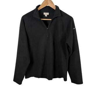 LL Bean Lightweight Fleece Pullover Women's M Black Quarter-Zip Gorpcore Granola